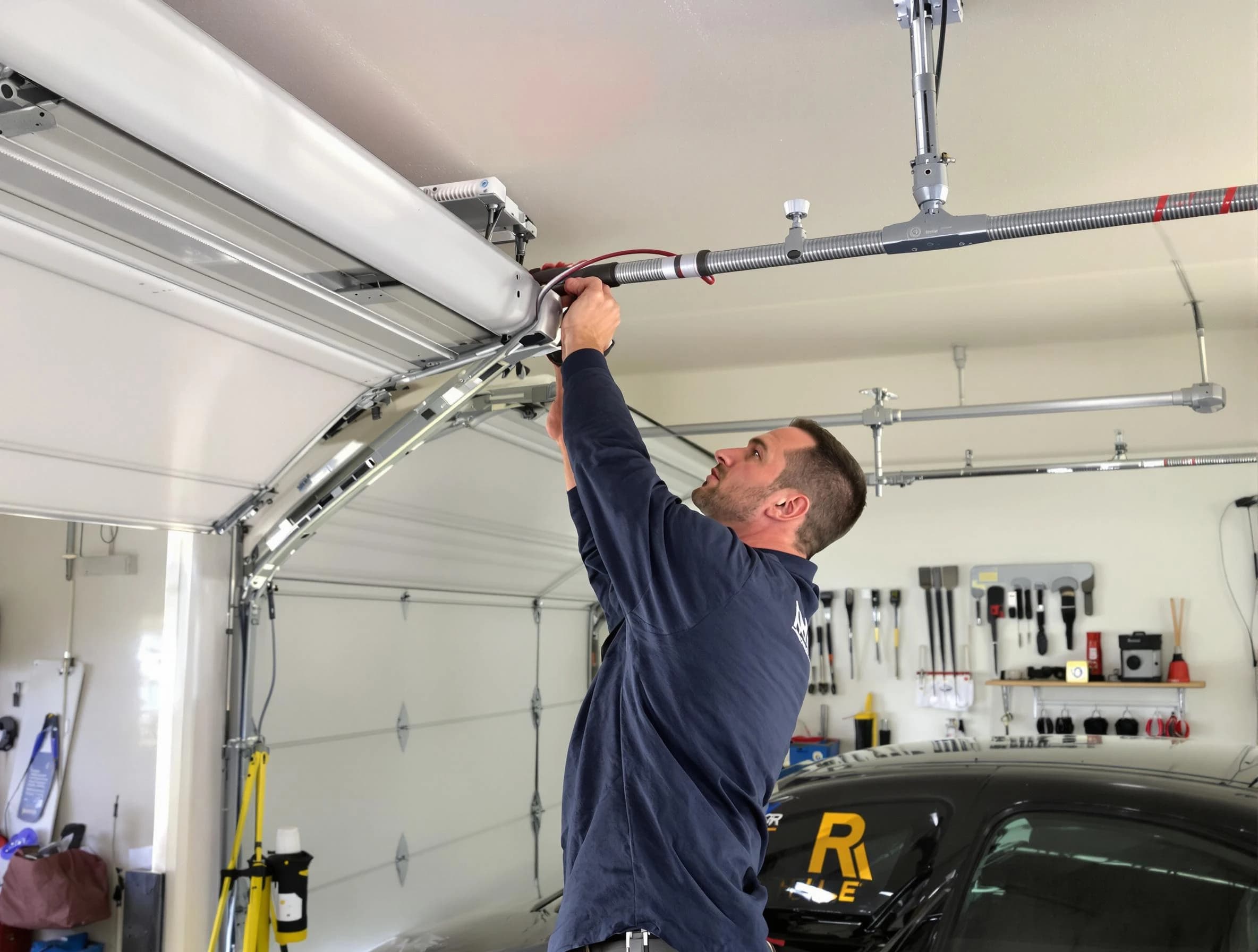 Dacono Garage Door Repair technician performing garage door cable repair in Dacono
