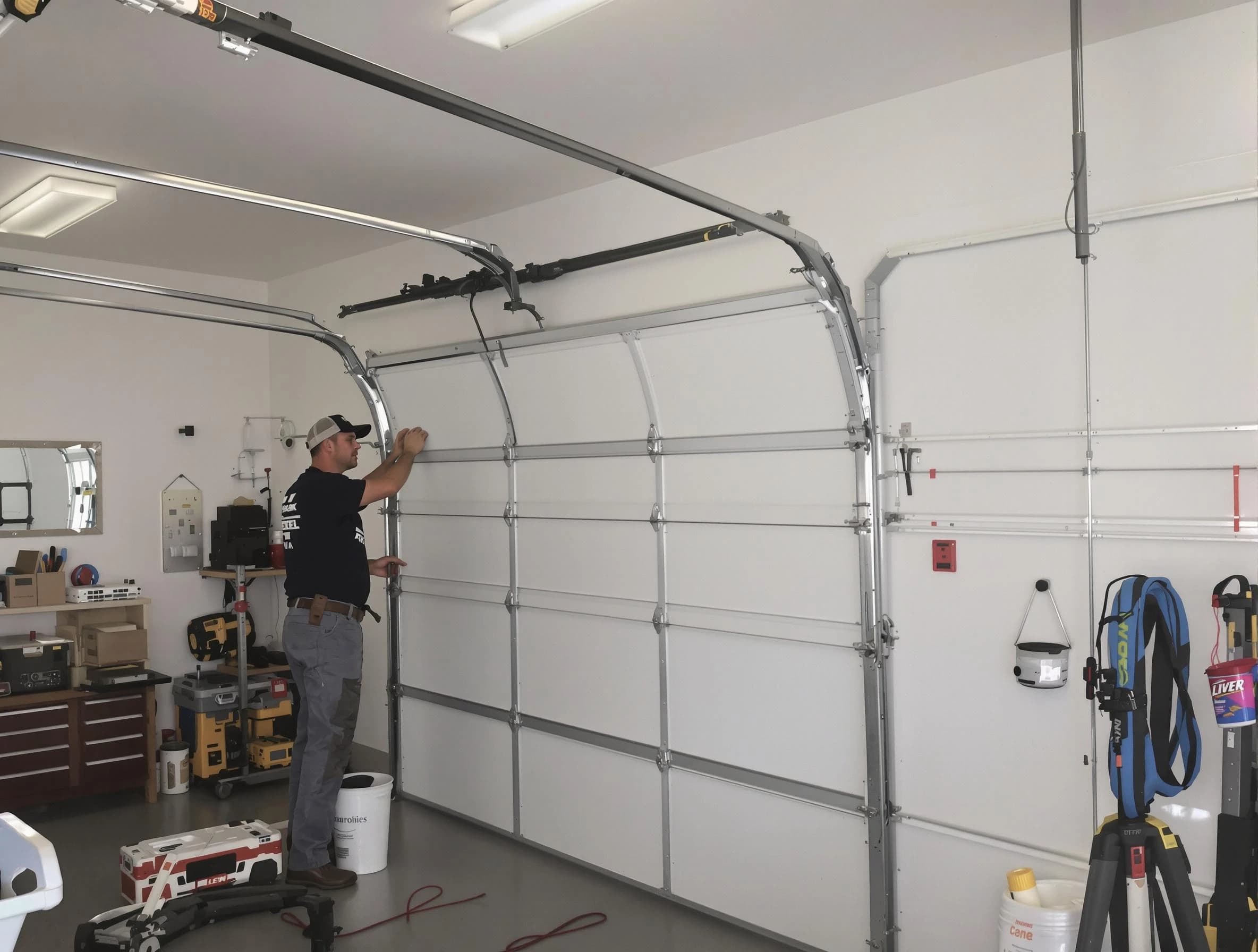 Dacono Garage Door Repair team installing new garage door in Dacono
