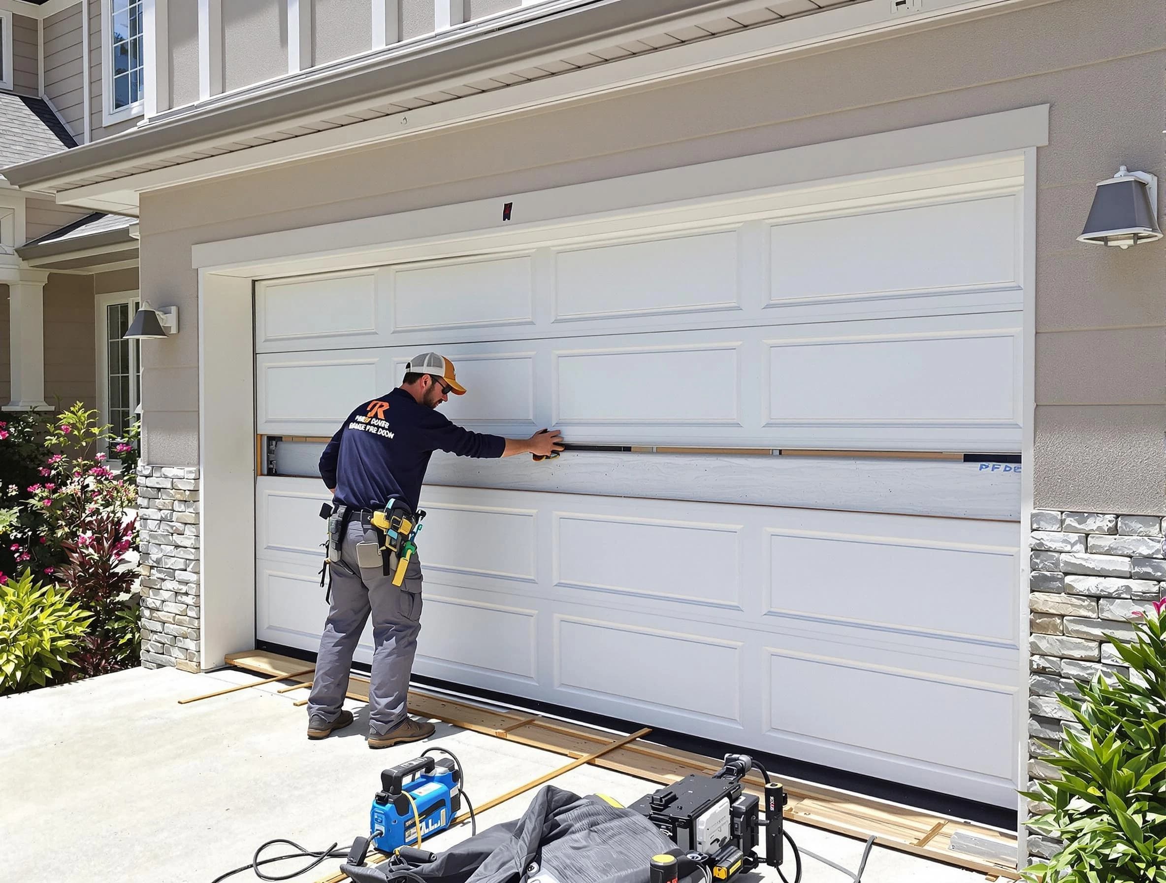 Dacono Garage Door Repair team performing complete garage door replacement at Dacono residence