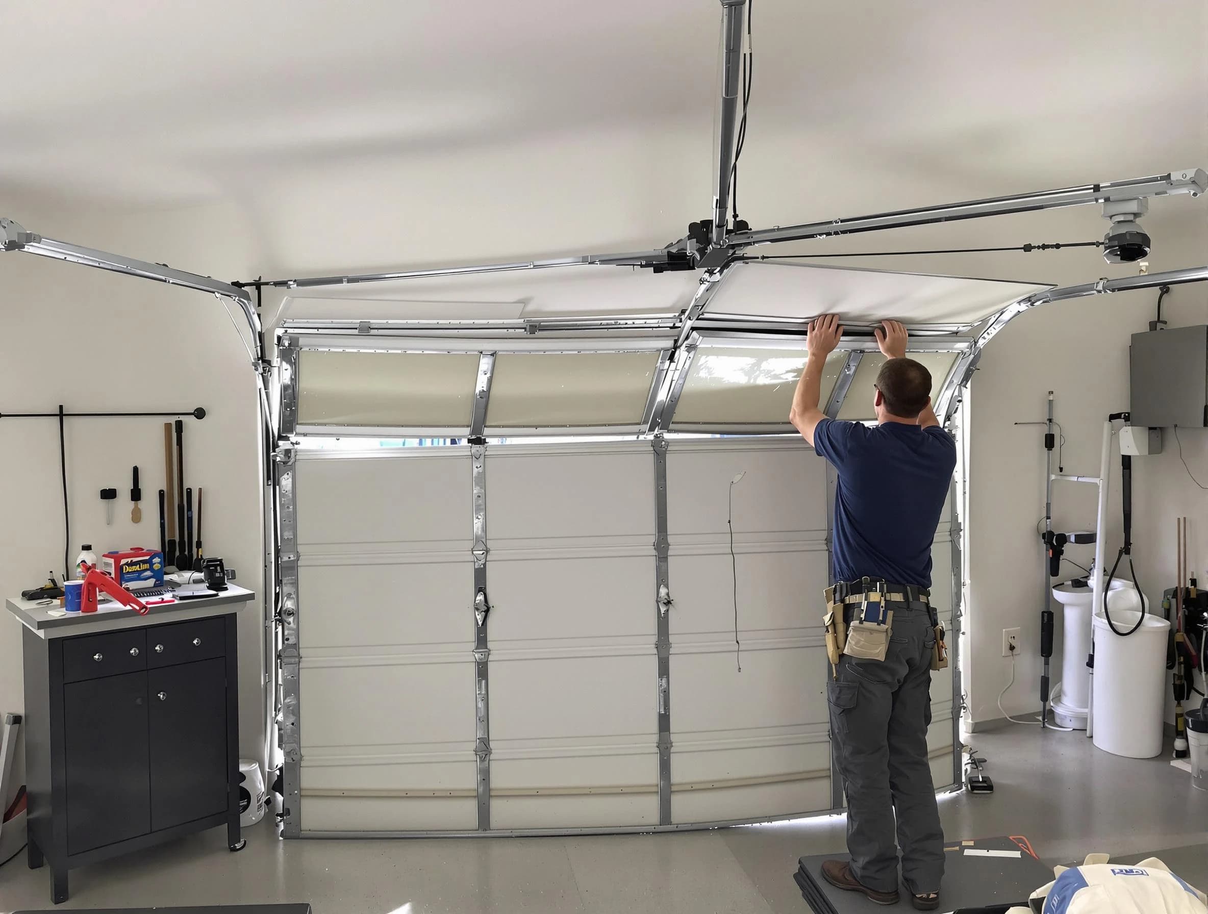Dacono Garage Door Repair specialist performing precise section replacement on Dacono garage door