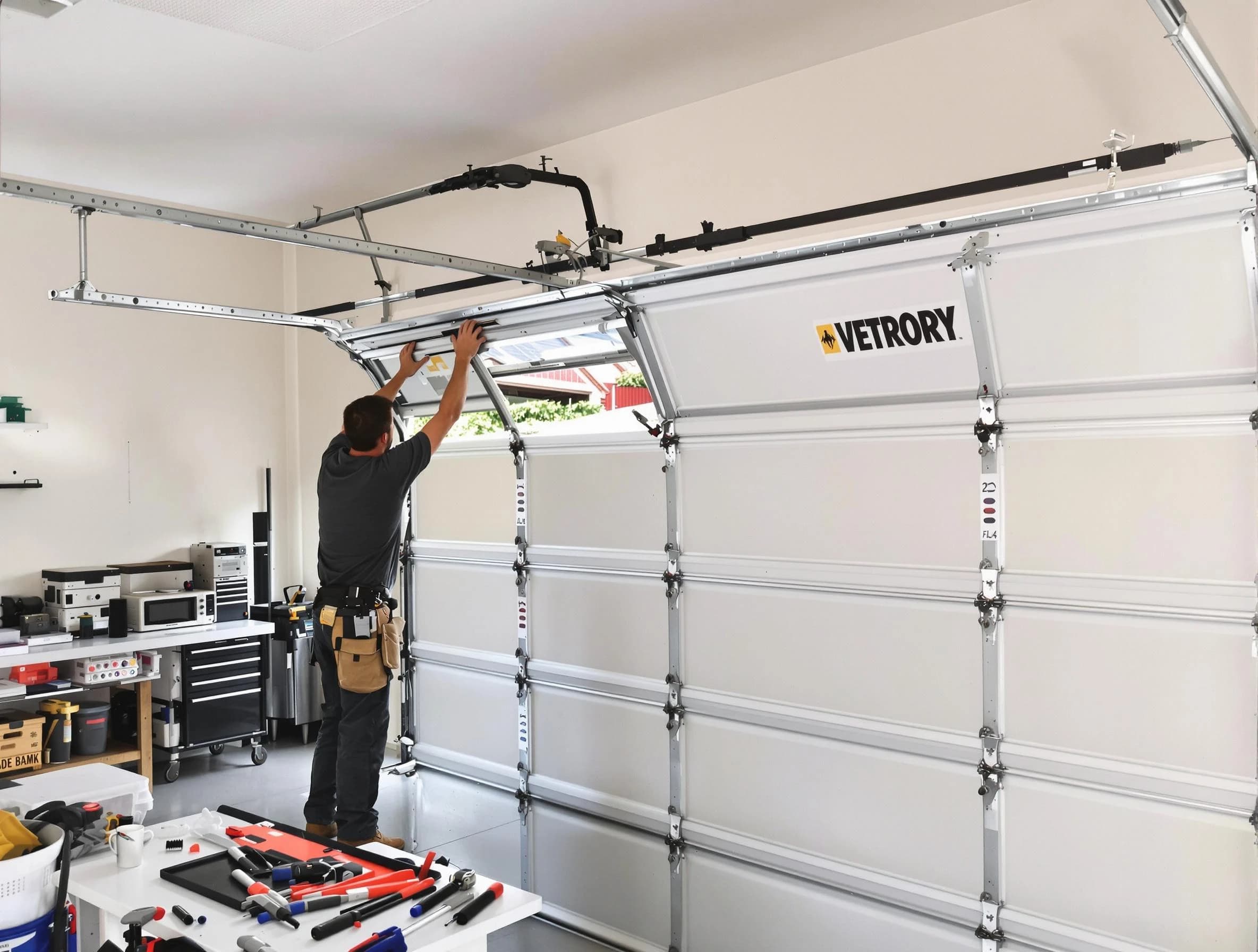 Dacono Garage Door Repair technician performing section replacement in Dacono
