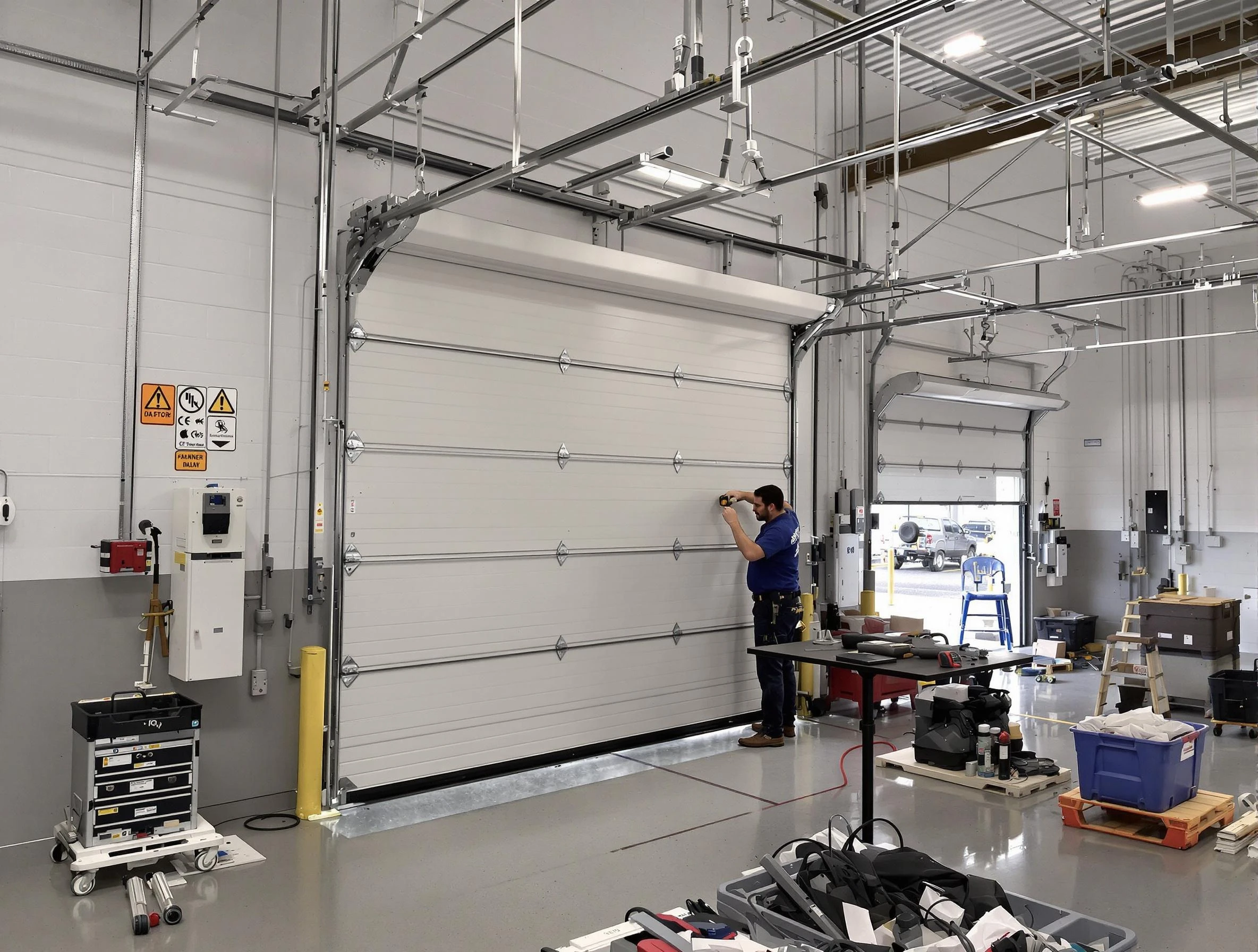 Commercial garage door repair being performed by Dacono Garage Door Repair expert in Dacono