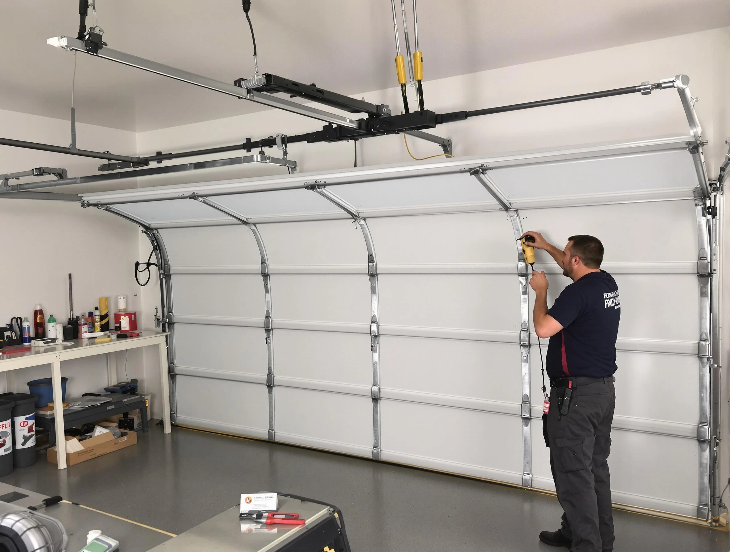 Dacono Garage Door Repair certified technician performing overhead door system repair in Dacono