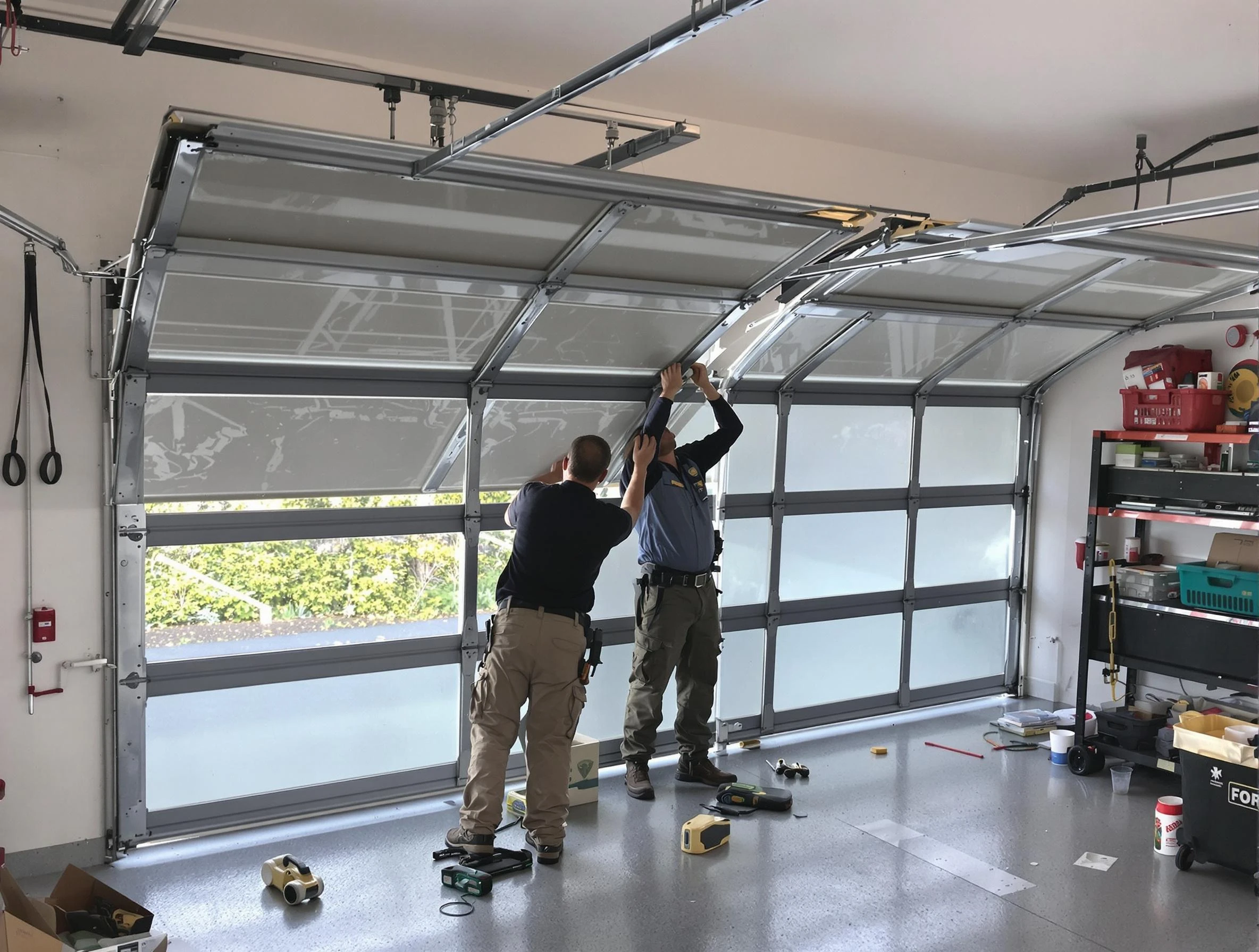 Dacono Garage Door Repair expert performing precise panel replacement on Dacono garage door