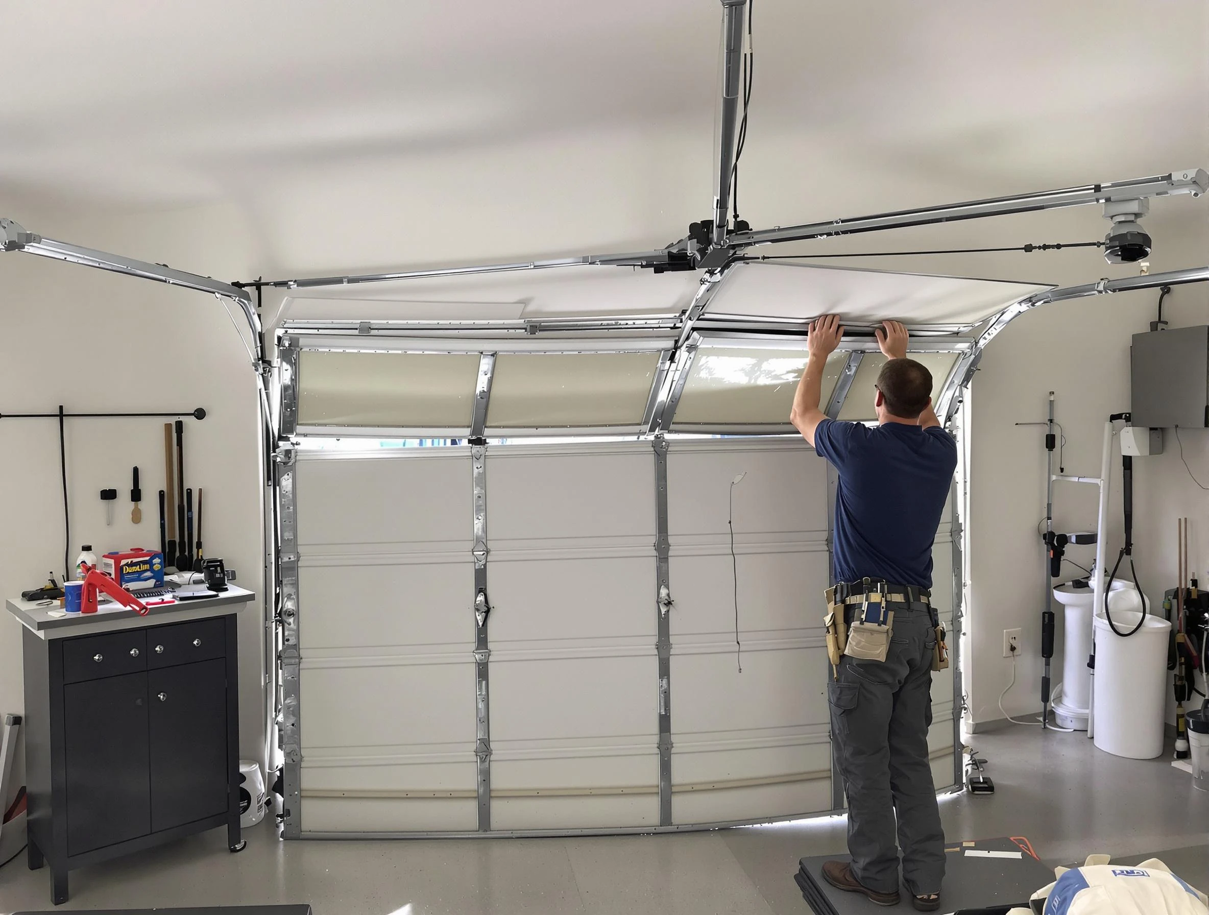 Dacono Garage Door Repair specialist performing precise section replacement on Dacono garage door